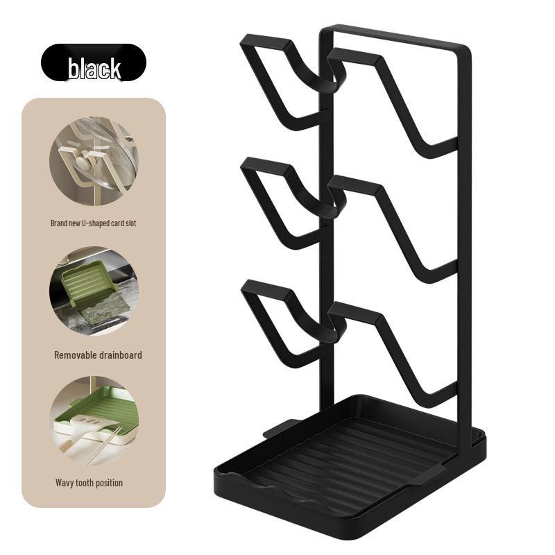 Multi-functional Kitchen Rack: Japanese Pot Lid & Spatula Holder with Countertop Storage.