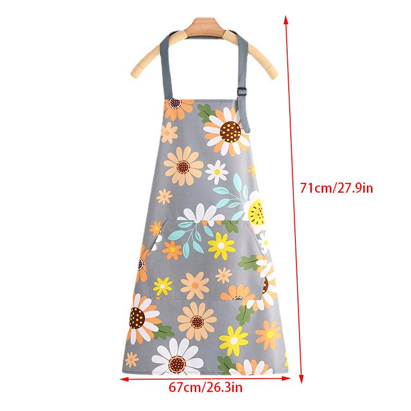 Cute Flower Kitchen Household Oil-Proof Cooking Apron For Women Children Men Kitchen Waterproof Adult Coffee Baking Accessories