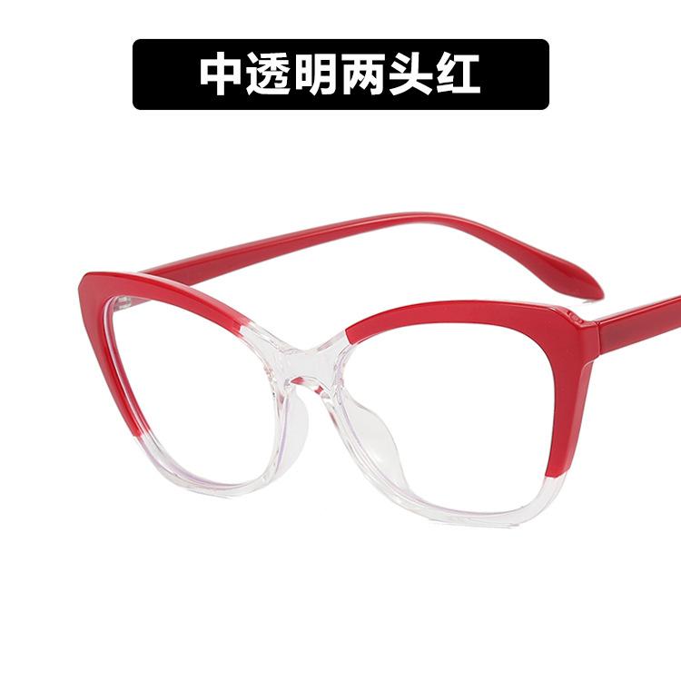 European and American color matching cat eye glasses frame new TR anti-blue flat mirror plain retro glasses frame