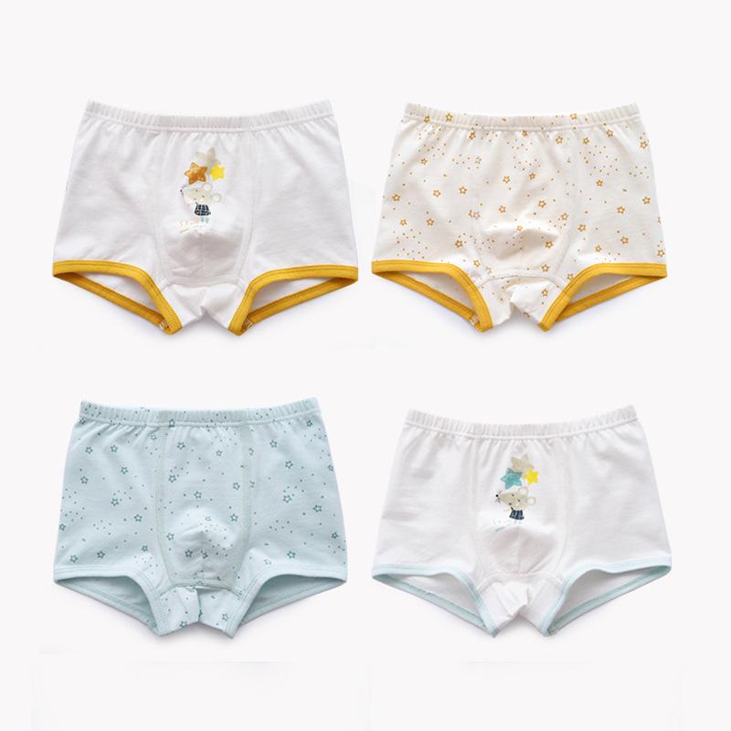 Shengzheka Boys' Cotton Boxer Shorts, Ages 0-8, Pure Cotton Crotch
