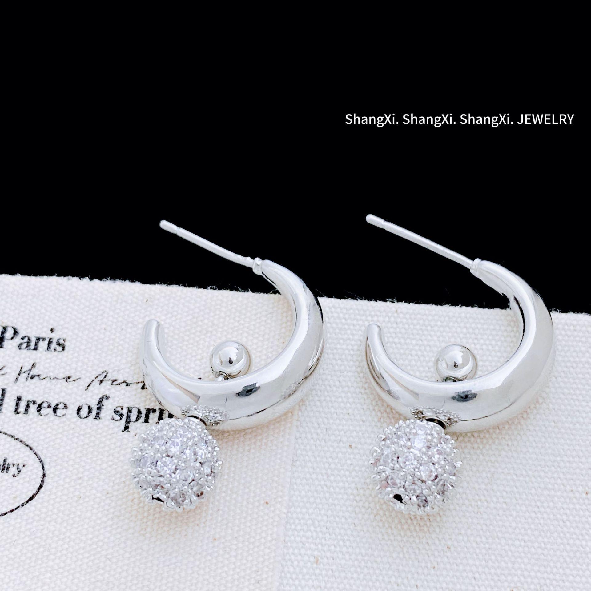 C-Shaped Zircon Detachable Multi-Wear Earrings for Women, INS Style with Cartilage Stud