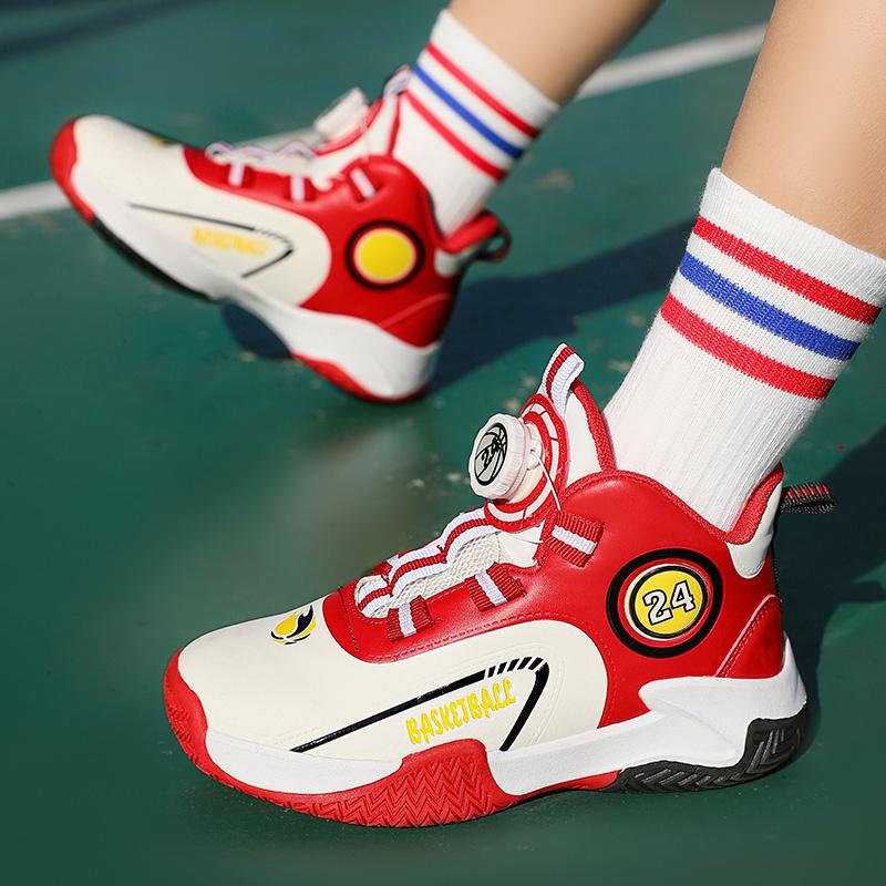 Autumn Winter Children's Basketball Shoes Knob Comfort Leather Basketball Sneakers Kids Non-slip Sports Shoes For Boys Trainers