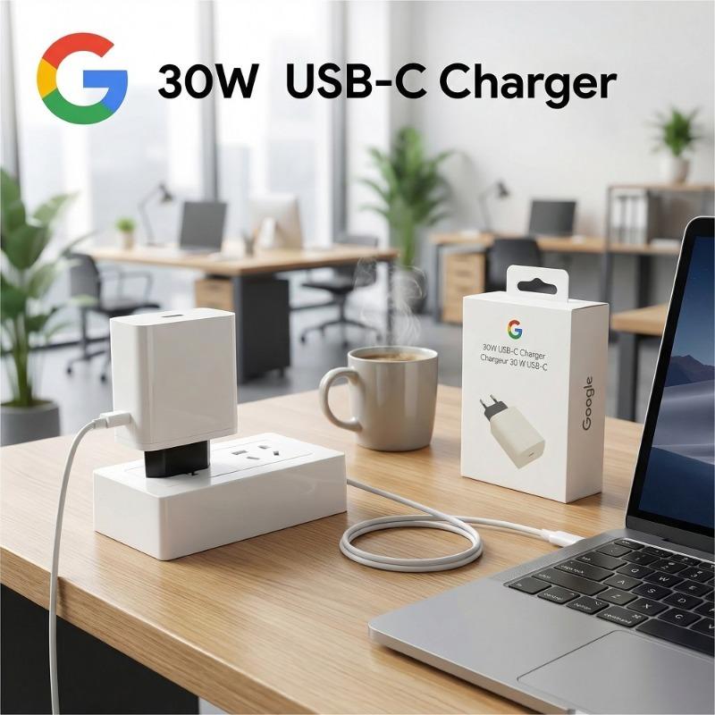 Google Adaptador de Alimentação USB-C de 30W (Plugue da UE) - Carregamento Rápido para Dispositivos Pixel