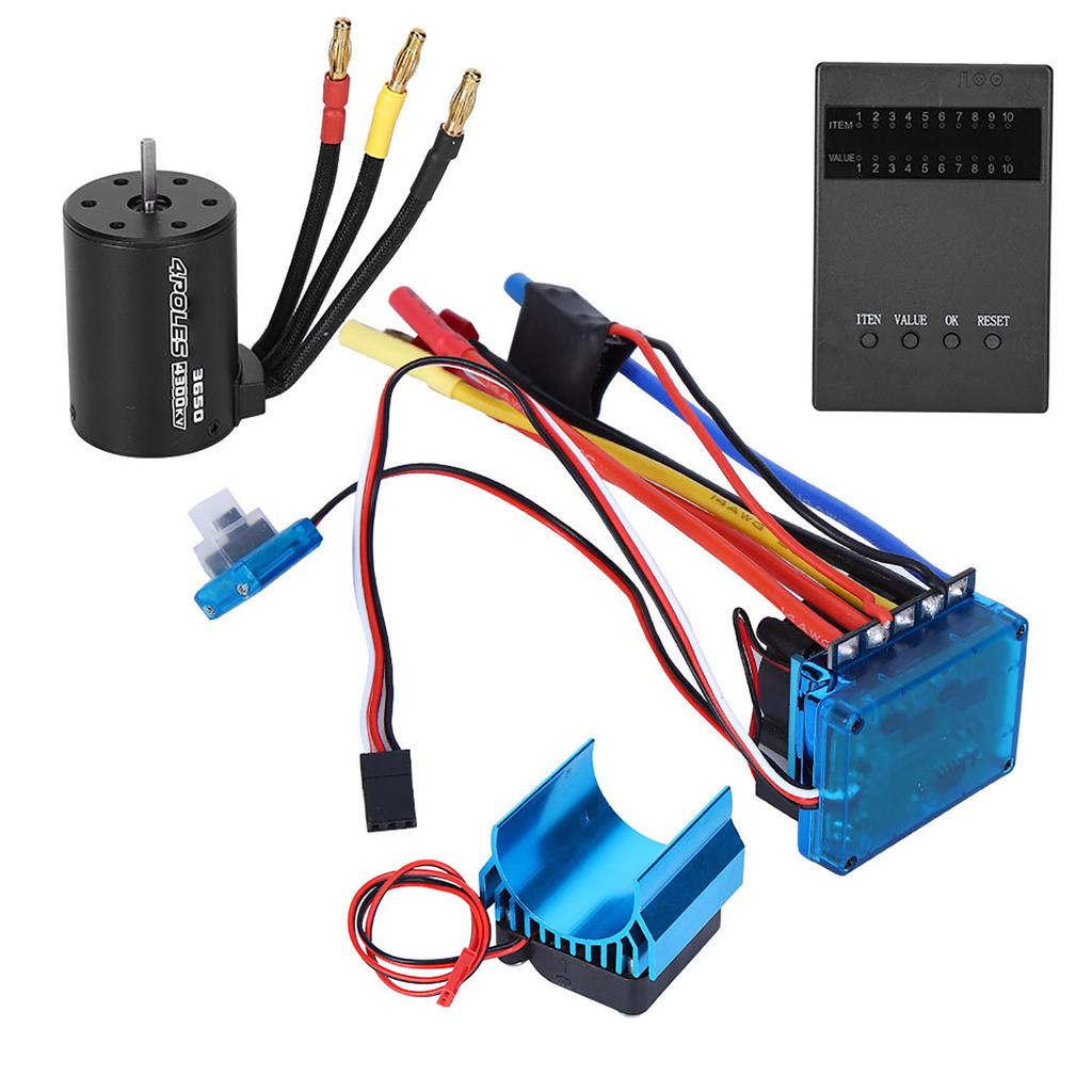 3650 Motor 4300KvBrushless ESC Heat Sink Program Card Set for 1 10 RC Car