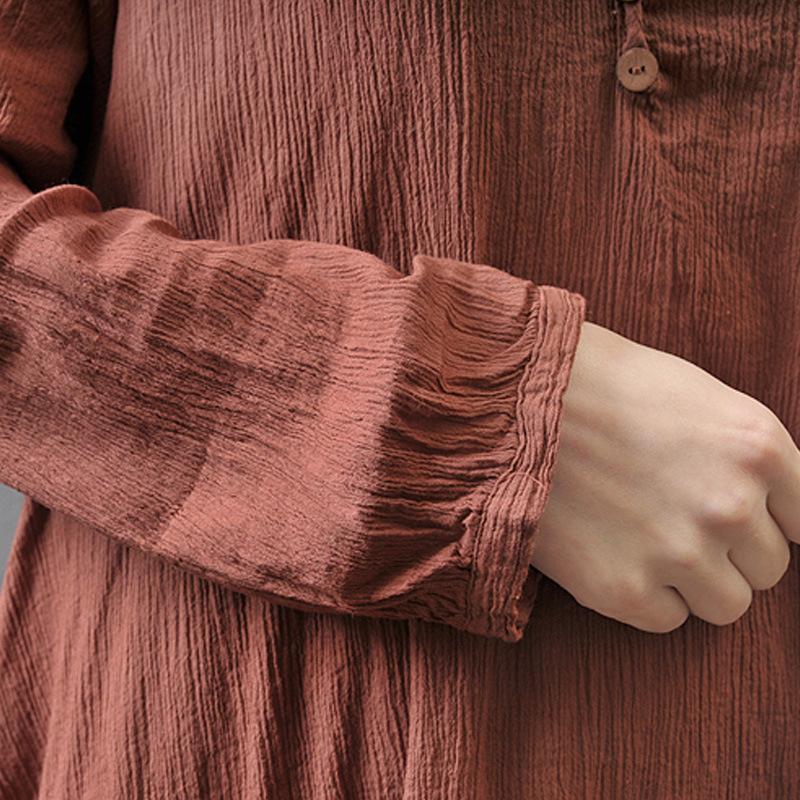 Spring Summer Irregular Button Women Cotton Linen Dress Korean O-Neck Short Sleeve Loose Solid Midi Dresses