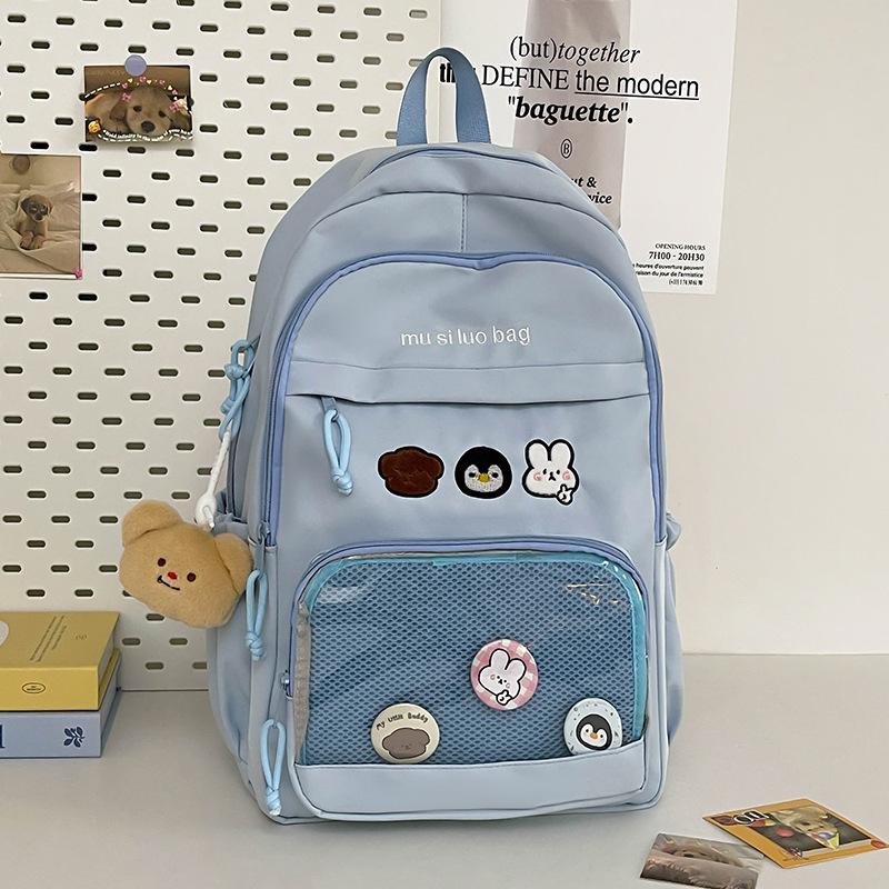 Schoolbag Campus School Bag Female College Student Cute Pain Bag ins Wind Junior High School Student Transparent Backpack High School Large