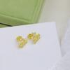 Flower Earrings Lucky Grass Pure Silver earrings+Asian Gold Material Original Logo Electroplating 18K