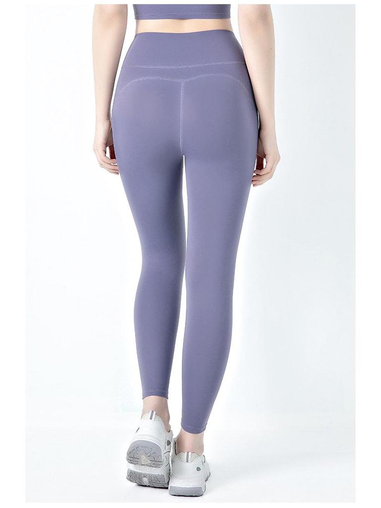 High Waist Hip-Lifting Yoga Pants - Breathable, Slimming, Solid Color Sharkskin Design