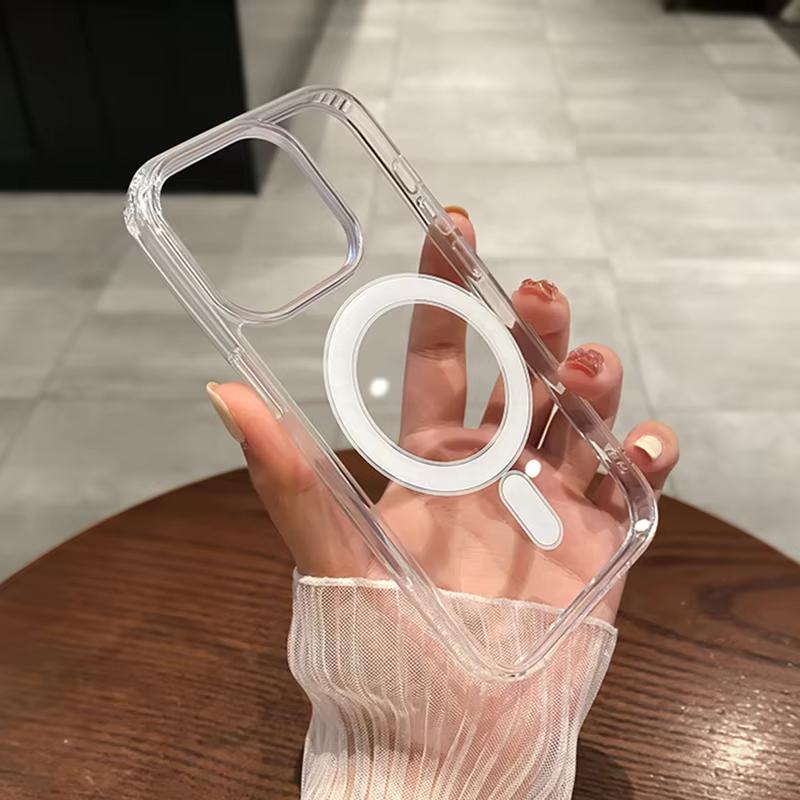 

Crystal Transparent For Magsafe Magnetic Wireless Charge Case For iPhone 16 15 14 13 12 11 Pro Max Fundas Hard Acryli Back Cover iPhone 12 Pro