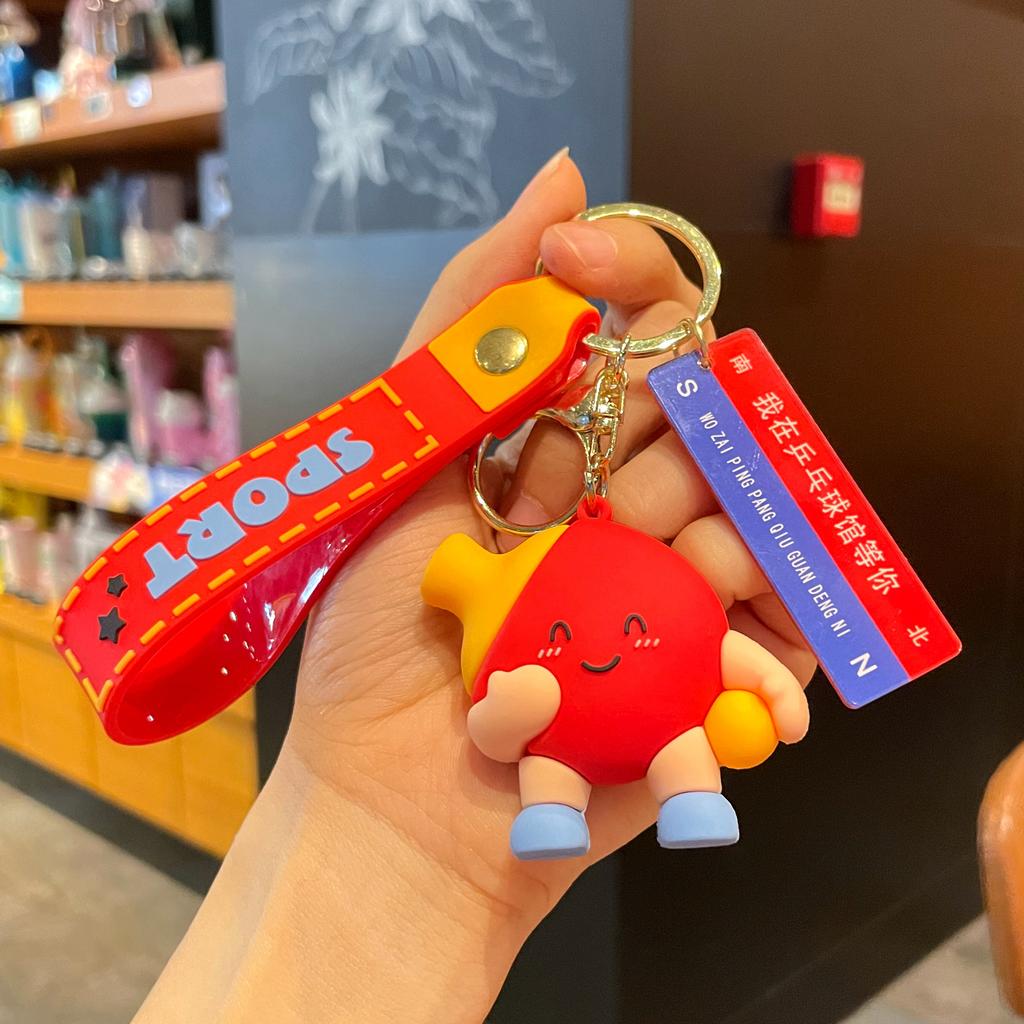 Original Badminton Figurine Keychain Fashionable Fun Cartoon Tennis Pendant Small Gift Football-related Souvenir