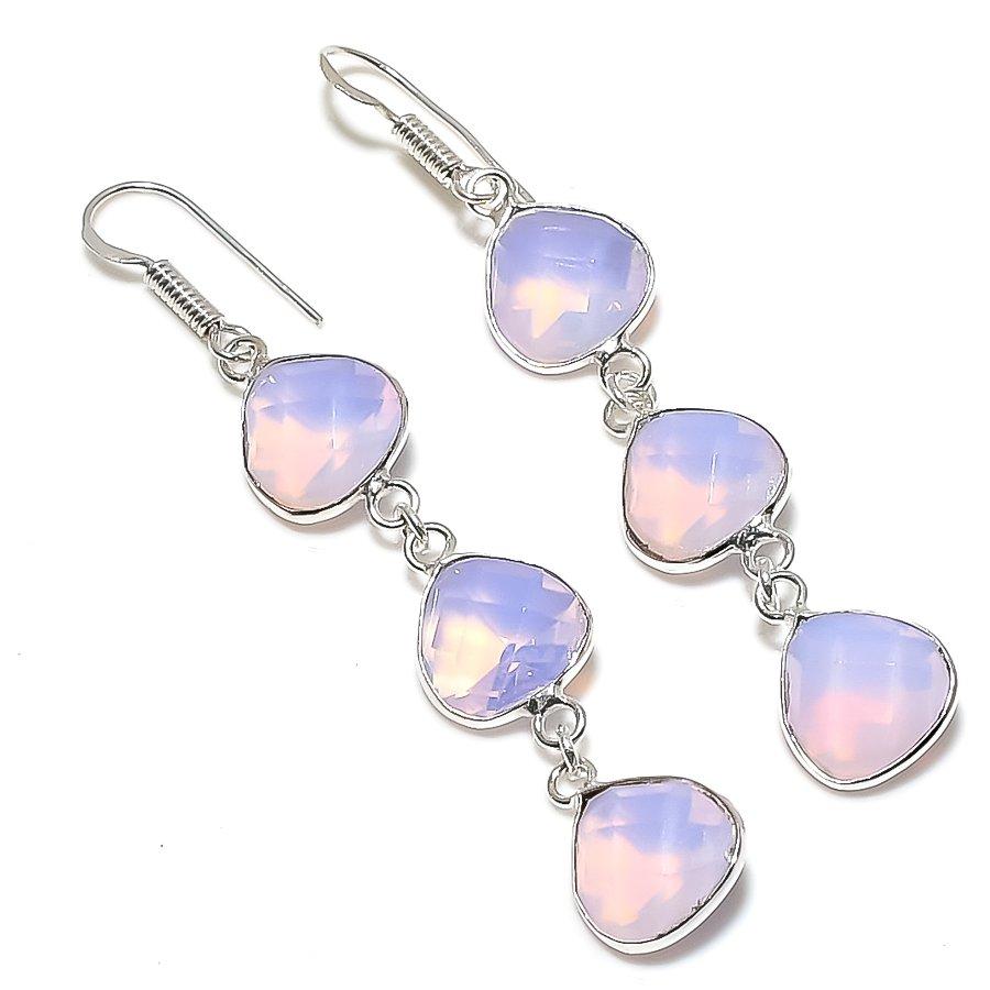 

Серьги ручной работы из стерлингового серебра 925 пробы с натуральным молочным опалом 2,76 дюйма g2d65