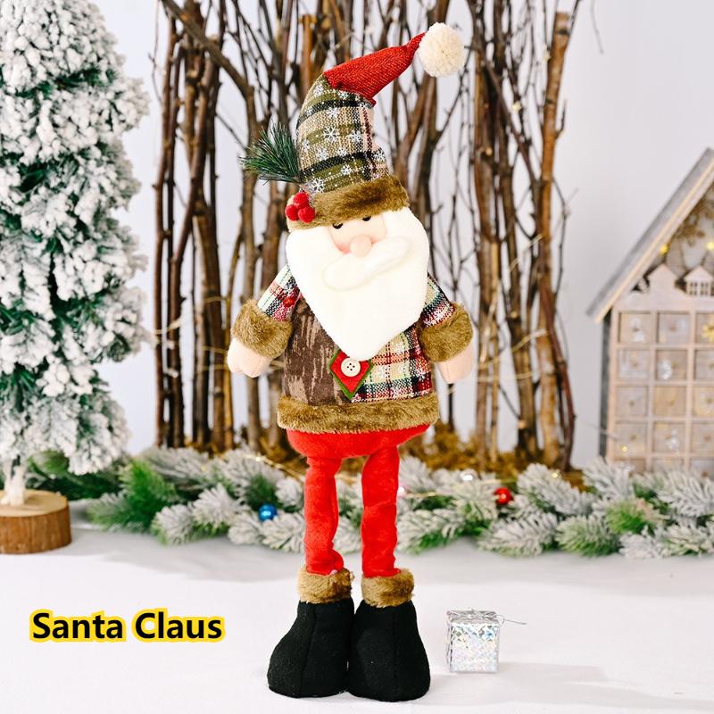 2026 Christmas Ornaments Snowflake Santa Claus Elk Plaid Cloth Doll Hotel Shopping Mall Xmas Decoration Ornaments Navidad Noel