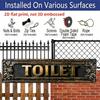 2D Flat 1pc Gothic Luxury Aluminum Toilet Sign "TOILET" with Ornate Gold Frame & Black Background 15.7x3.94 Inch, Vintage Victorian Metal Wall Plaque
