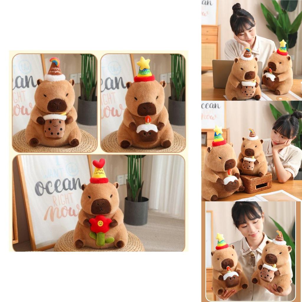 Adorable Capybara Plush Toy With Cartoon Flower Design For Cozy Home Decor