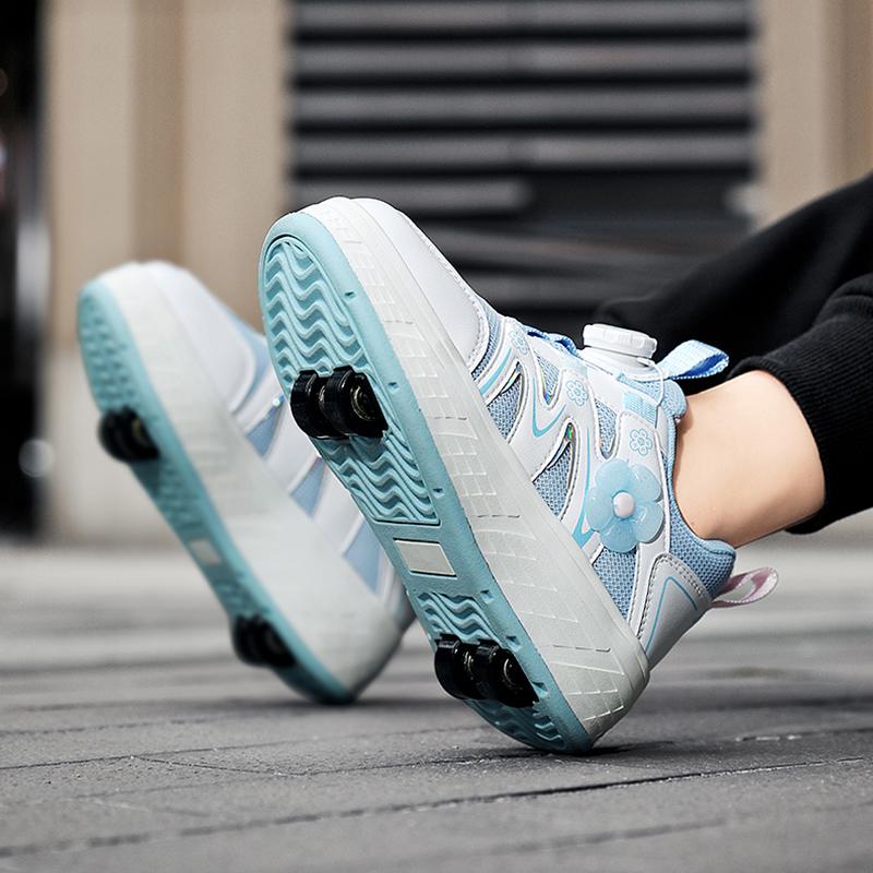 

29-40 детские четырехколесные спортивные ботинки Роликовые коньки можно спрятать как плоские спортивные туфли Обувь для катания на коньках Спортивная обувь, Женские ботинки для катания на льду 40 зелёный