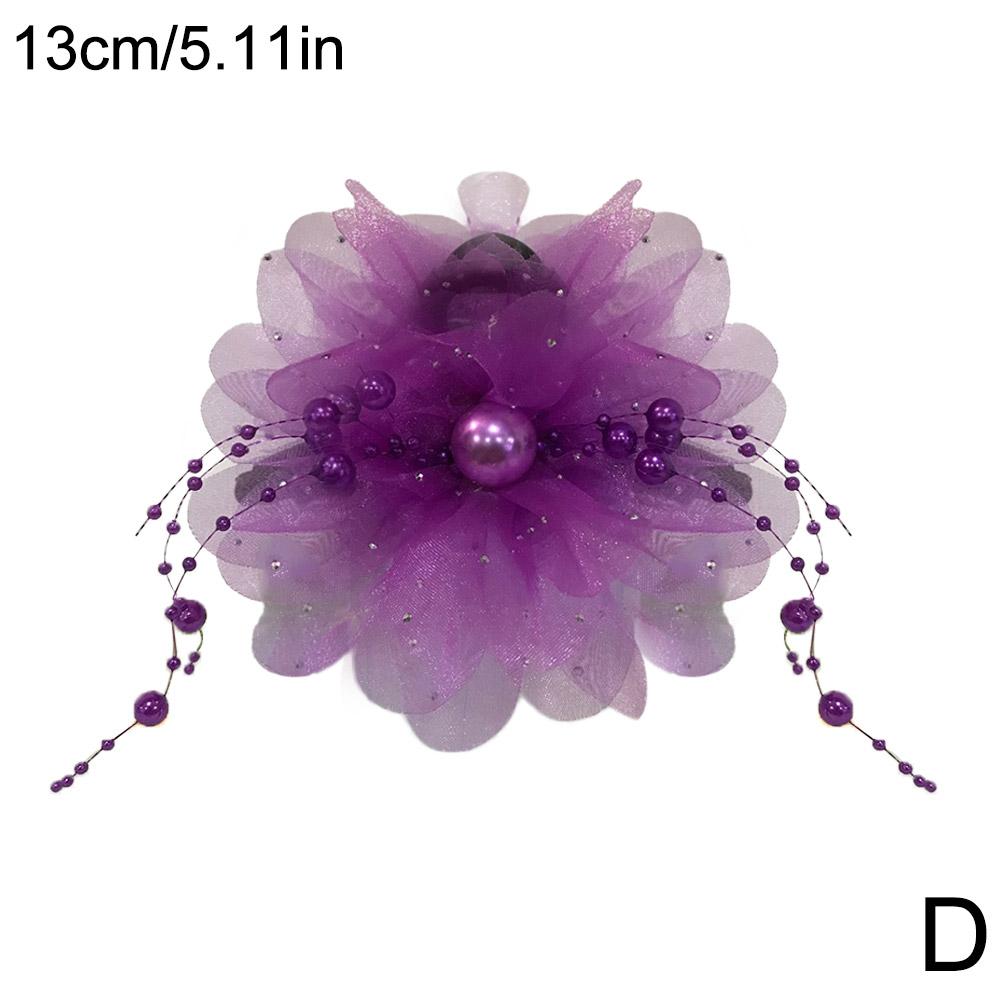 

Женская осенне-зимняя французская заколка для волос с цветком и бусинами, женская заколка для волос O8V4 Purple-13CM