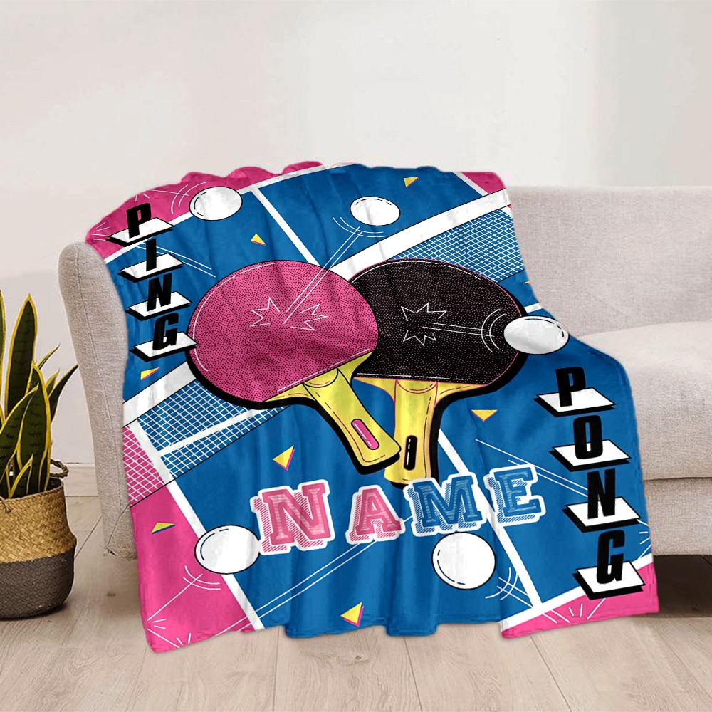 Ping Pong Home Customize Your Name Blankets Comfortable Soft Lightweight Allseason Multipurpose Blanket For Picnics Sofas Offices Beds Living Rooms