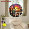 Vintage Whiskey Western Theme Round Metal Wall Decor Aluminum Art Sign for Bar Cafe