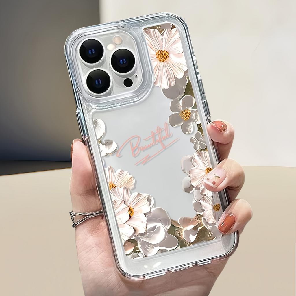 Funda de Silicona Loto Blanco Compatible con iPhone 11/12/13/15/16 Pro Max Protección Completa Anti-Caída Cubierta Protectora Para iPhone16 16Pro 15Pro