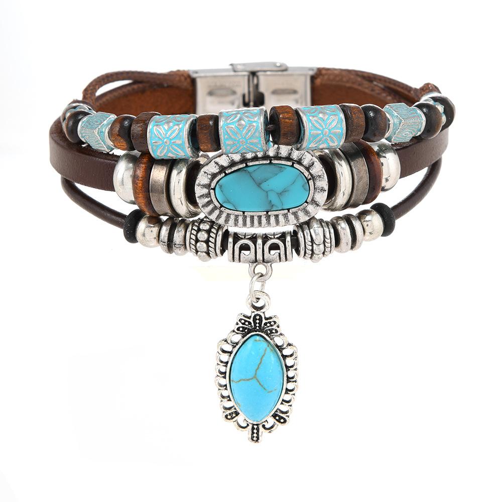 Vintage Viking Style Mens Genuine Leather Bracelet Handmade Craft