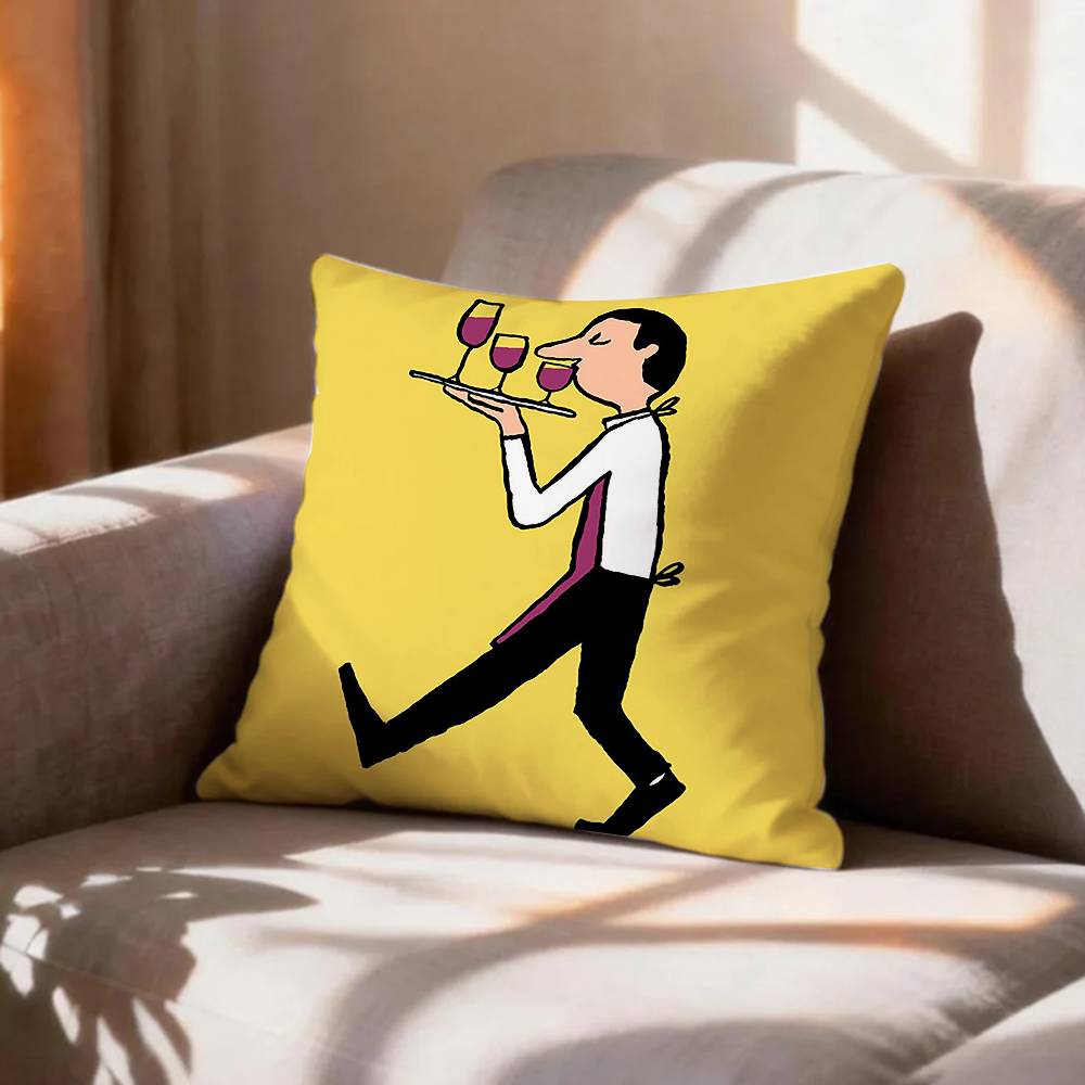 Flat Color Wall Art Jean JJullien MMinimalist Pillow Case Pattern Printed Pillowcase For Living Room Sofa Cushion Cover