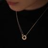 "Matcha Donut" Gold-Plated With Green Agate Retro Necklace Twist French Style Pendant Starry Sky Compass