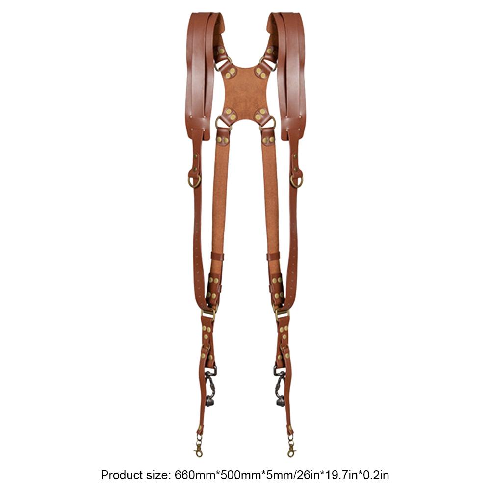 Double Shoulder Camera Strap Adjustable Dual Leather Rivet Camera Shoulder Belt Harness Outdoor Photography Tool For Canon Nikon