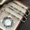 Vintage High-Quality High-Gloss Morandi Color Faux Crystal Tahitian Malachite Green Pearl Necklace Collarbone