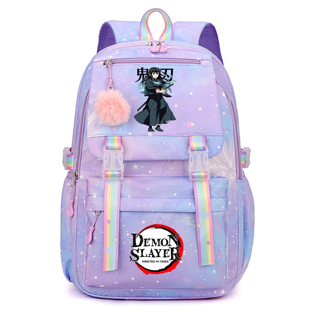 Roztomilý anime batoh s potiskem Demon Slayer pro dospívajícího studenta Školní taška Velkokapacitní Vodotěsná Cestovní taška Dárek