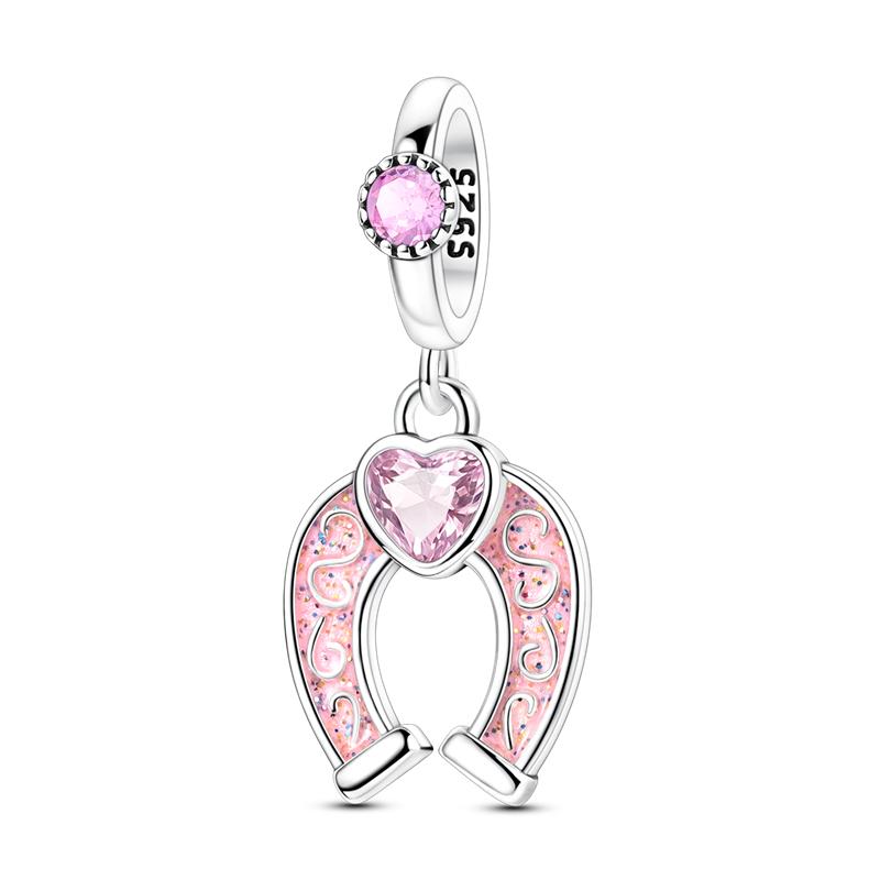 Copper Cross Birthday Stone Silicon Stop Charms Bead Dolphin Horseshoe Pendant For Original Bracelet Women Jewelry