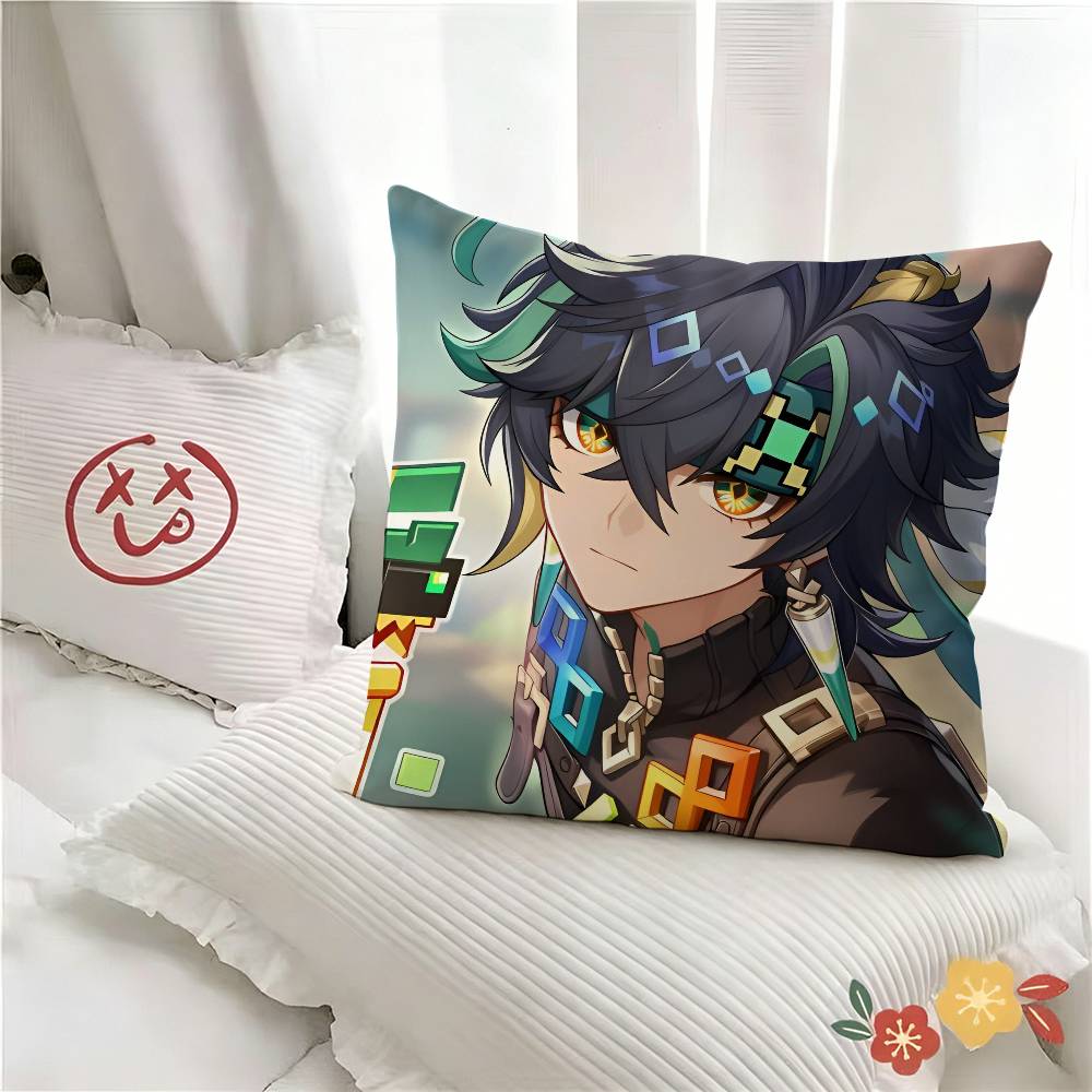 Kinich Chibi Cute Cool Art Genshin Impact Game Pillow Case Fashion Square Pillowcase Bedroom Sofa Room Ins Decoration Leisure