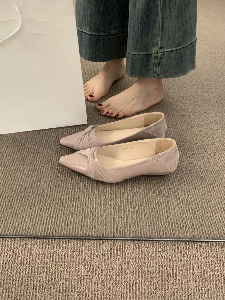 French Small Slope Heel Gentle Wind Evening Shoes Versatile Not Tired Feet Shallow Mouth Pointed Laden Shoes One Pedal Commuter Single Shoes Women