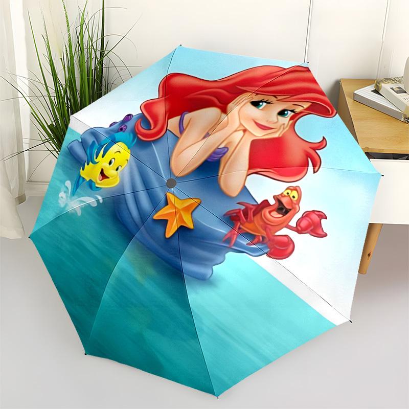 1pc Mermaid Ariel Automatic Folding Umbrella: Compact 8-rib Design Outdoor, Casual Accessory, Durable Canopy 8