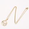 European-American Sports Series Volleyball Necklace: Stainless Steel Hollow Round Pendant Clavicle Chain
