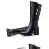 Women's Boots Autumn and Winter Wool Warm Thick Heels Fashion New Knee High Boots Leather Round Toe High Heel Women's Boots New