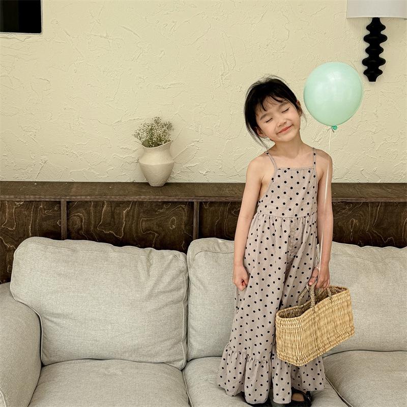 Children Girls' Suspender Jumpsuit Polka Dot Printed Loose Kids Jumpsuit