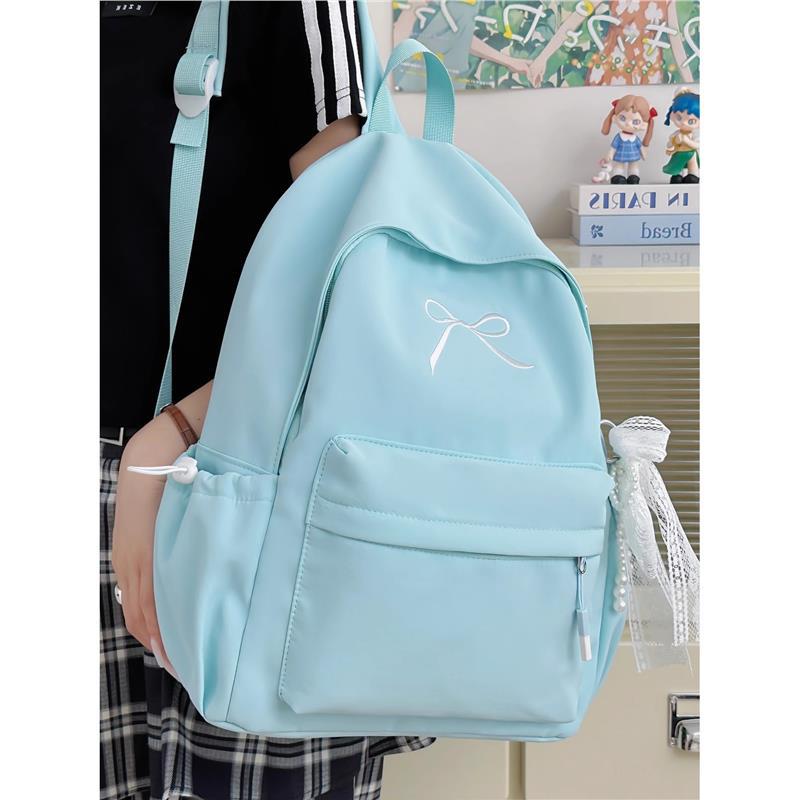 Schoolbag Bow School Bag Girls Japanese ins Style Simple College Student Backpack Lightweight Fashion High School Backpack Women
