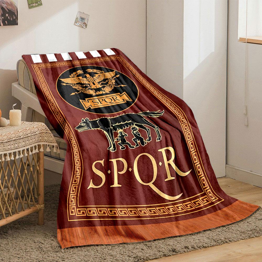 Roman SPQR Wolf Blanket Bedroom Blanket for Livingroom Couch Lunch Break Soft Throw for Friend's Festival Gift