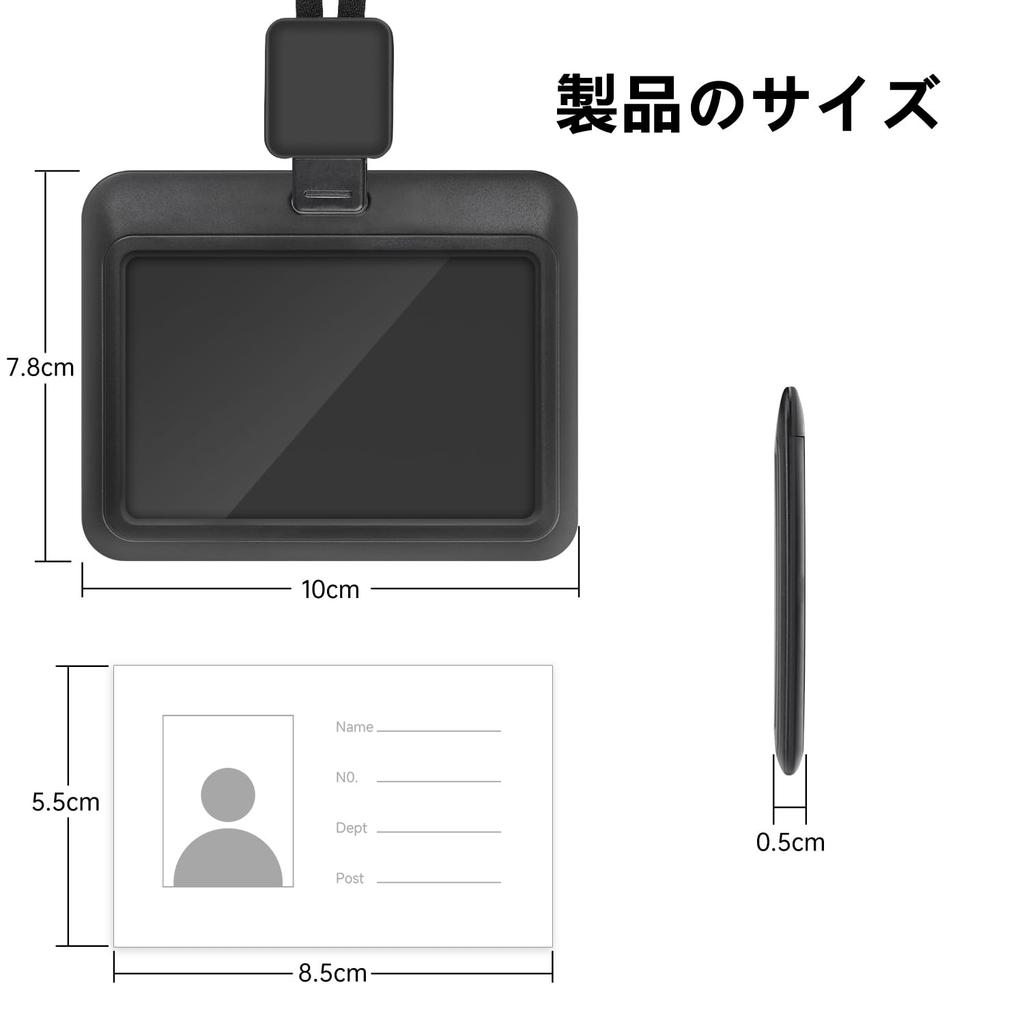 Teskyer ID Card Holder with Retractable Safety Employee ID Neck Name Black Reel, Buckle, Detachable, Case, Strap, Retractable, Holder, Hard, Rotating,