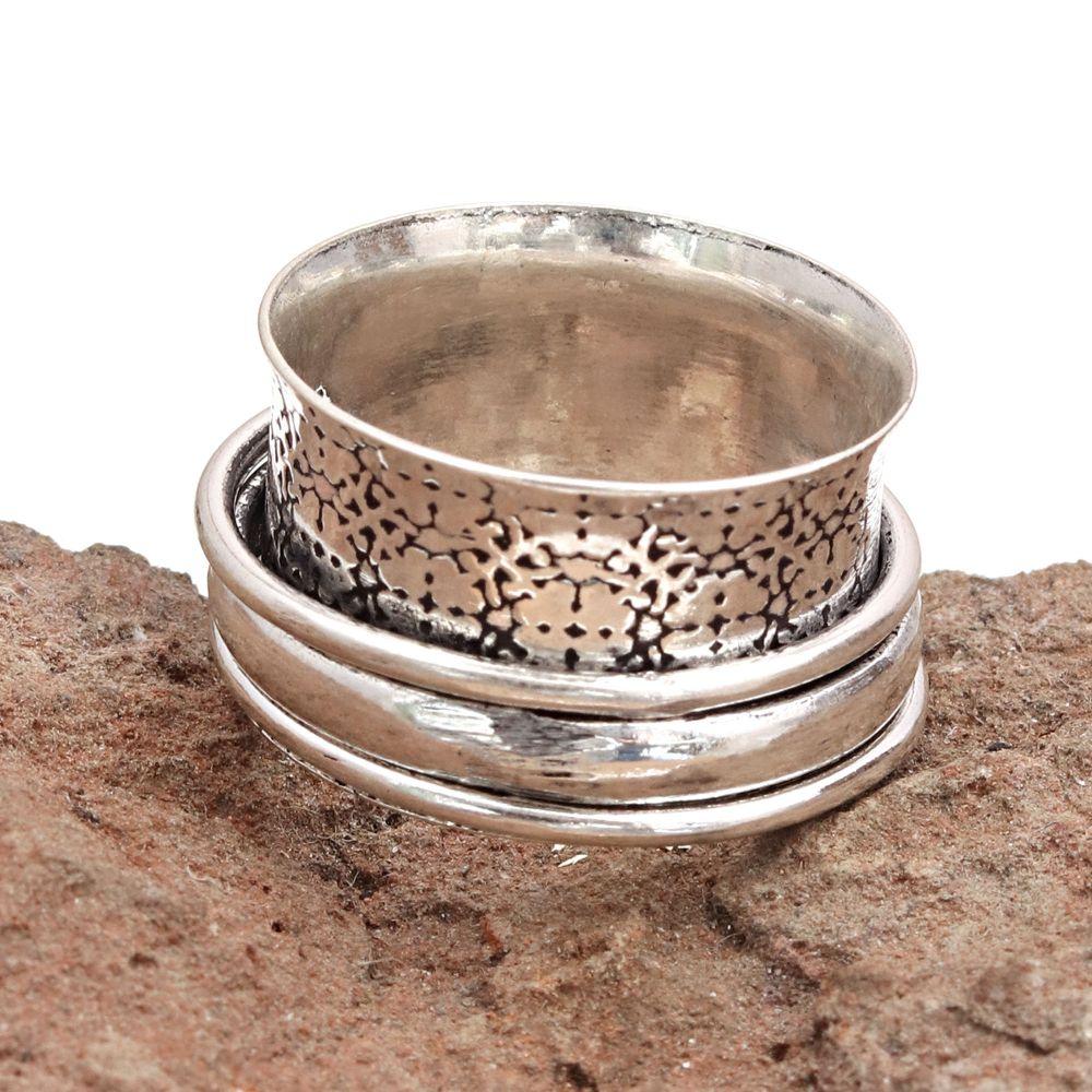 Silver Spinner Ring For Women Four Spinner Ring Fidget Silver Jewelry Ring"6"