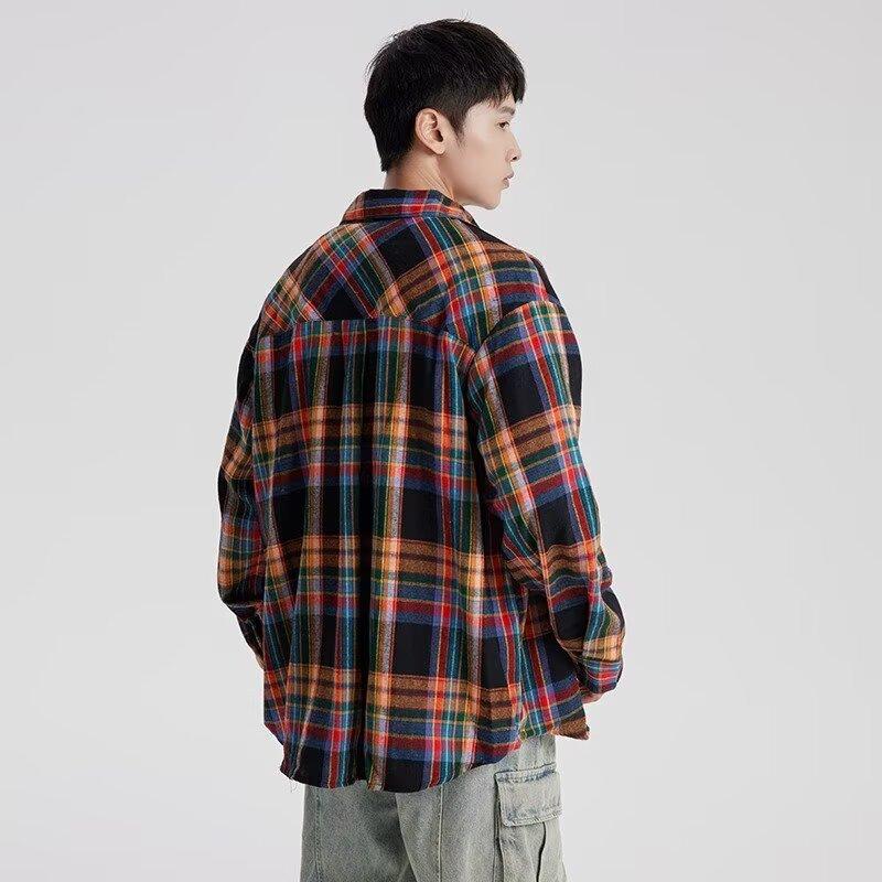 2024 Brief Langarmhemd Japanischer Hong Kong Stil Ins Loses Hemd Jungen Sommer Trendy Vielseitig Casual Mantel