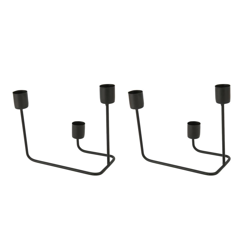 2 Stück 3-armiger Kerzenhalter Schwarz Schlichter Moderner Kerzenständer Dekorativer Kandelaber für Hochzeit