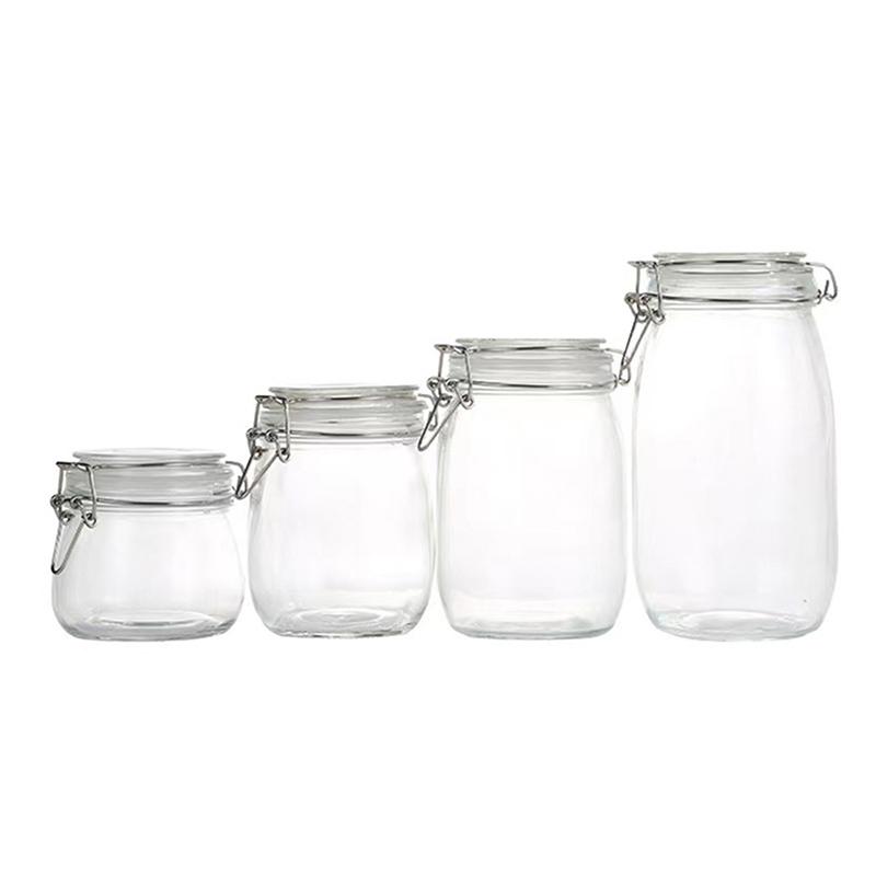 Glass Bottle Sealed Jar For Kitchen Food Pickle Fruit Canned Transparent Big Mouth Jam Bottle Storage Jar Household