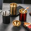 Ashtray Stainless Steel Ashtray With Lid Round Windproof Stainless Steel Smokeless Cigar Ashtray Patio Indoor 1PC