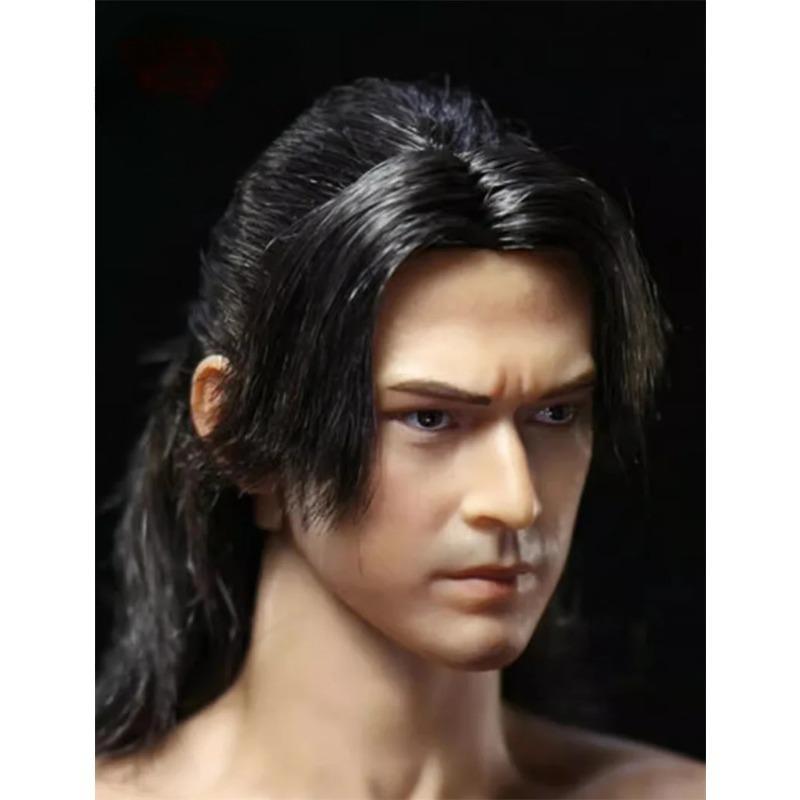 1/6 scale Male Head Sculpt,Takeshi Kaneshiro Head Sculpt Carving with Long Hair Model Fit 12" Soldier Action Figure Body Dolls