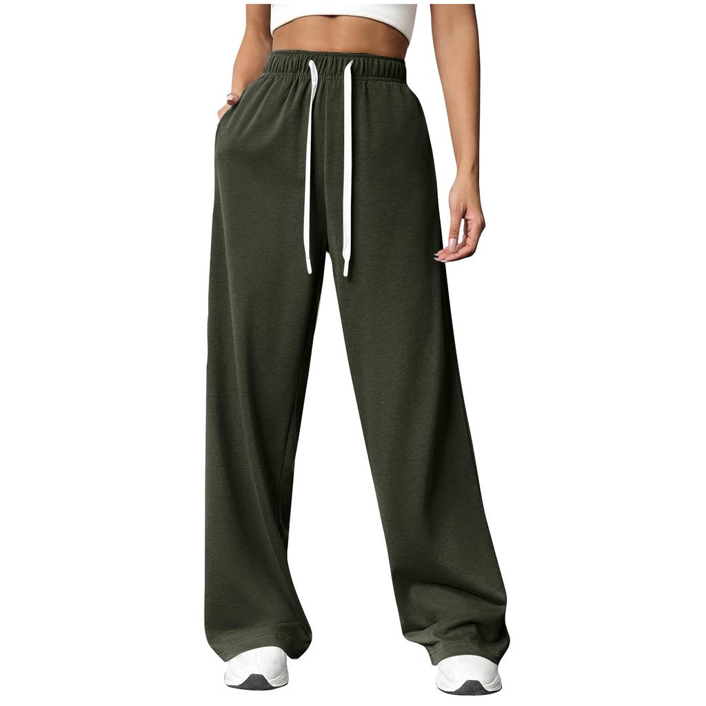 Elastic Waist Loose Straight Leg Wide Leg Sports Casual Long Pants