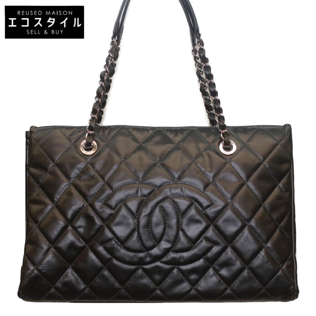 Chanel No. 13 Black Silver Hardware Patent Leather Chain Tote Tote Bag blackUsed