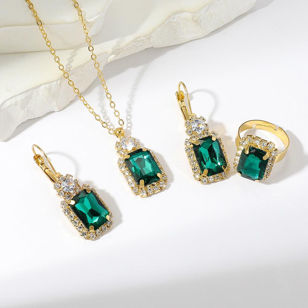 Conjunto de Colar e Brincos de Diamante de Luxo Acessórios para Festa Vestido de Casamento Jantar Corrente de Colar e Brincos de Strass da Moda para Meninas