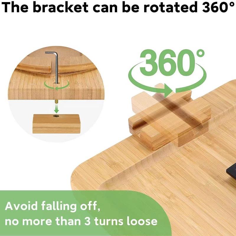 Wooden Lazy Sofa Tray and With Rotable Mobile Phone and IPad Stand Snack and Breakfast Plate Foldable Convenient and Practical