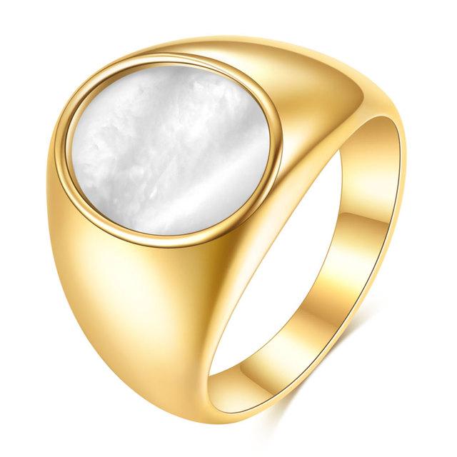 VQYSKO Men's Ring Punk Rock Smooth 316L Stainless Steel Signet Ring For Men Hip Hop Party Jewelry Male Wedding Anel